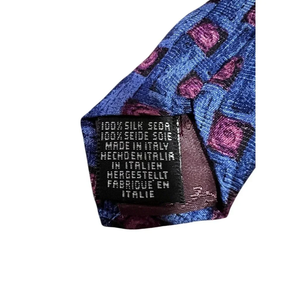 Men’s 100% silk CHARLESTON blue/burgundy/black tie‎ Made In Italy